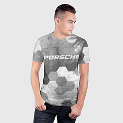 Футболка спортивная мужская Porsche - grey gradient посередине, цвет: 3D-принт — фото 2