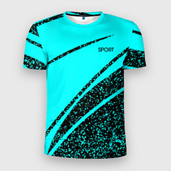 Мужская спорт-футболка Sport голубой с чёрным в крапинку