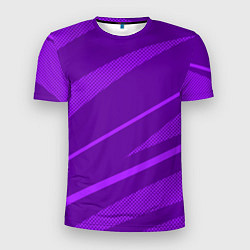 Мужская спорт-футболка Фиолетовый однотонный абстракция с полосой