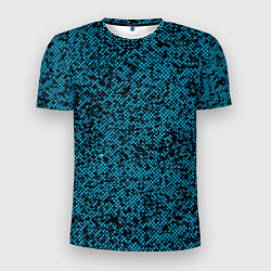 Мужская спорт-футболка Чёрно-голубой текстура точки