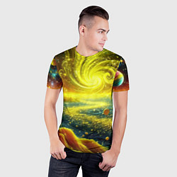 Футболка спортивная мужская Neon galaxy - ai art fantasy, цвет: 3D-принт — фото 2