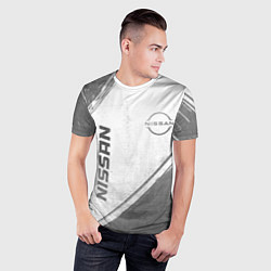 Футболка спортивная мужская Nissan - white gradient вертикально, цвет: 3D-принт — фото 2