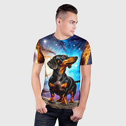 Футболка спортивная мужская Такса в космосе, цвет: 3D-принт — фото 2