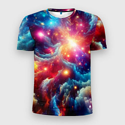 Футболка спортивная мужская Colorfull neon space clouds - ai art fantasy, цвет: 3D-принт