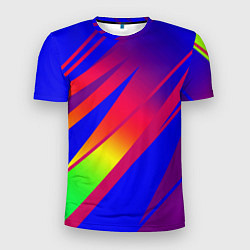 Мужская спорт-футболка Красно-синий с полосами градиент