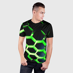Футболка спортивная мужская Neon Honeycombs, цвет: 3D-принт — фото 2