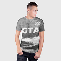 Футболка спортивная мужская GTA - grey gradient посередине, цвет: 3D-принт — фото 2