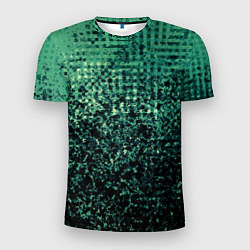 Мужская спорт-футболка Чёрно-зелёный абстракция с пятнами