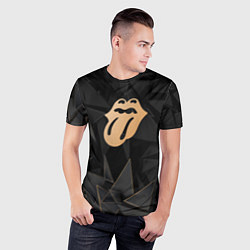 Футболка спортивная мужская Rolling Stones golden poly, цвет: 3D-принт — фото 2