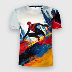 Футболка спортивная мужская Человек - паук и пролитая краска, цвет: 3D-принт