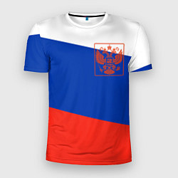 Мужская спорт-футболка Россия флаг с гербом