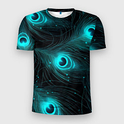 Футболка спортивная мужская Светящиеся перья павлина паттерн, цвет: 3D-принт
