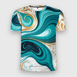 Мужская спорт-футболка Бирюза и золото