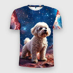 Футболка спортивная мужская Бишон в космосе, цвет: 3D-принт