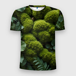 Футболка спортивная мужская Зеленый мох и листья, цвет: 3D-принт