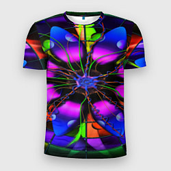Мужская спорт-футболка Неоновая психоделика лепестки
