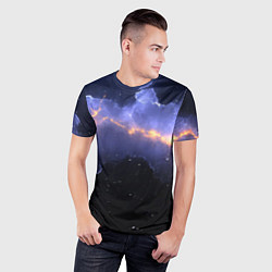 Футболка спортивная мужская Молния в фиолетовом небе текстура, цвет: 3D-принт — фото 2