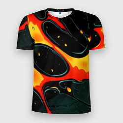 Футболка спортивная мужская Оранжевые разломы текстура, цвет: 3D-принт