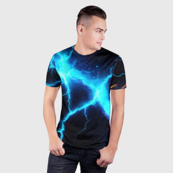 Футболка спортивная мужская Голубой разлом из молний, цвет: 3D-принт — фото 2