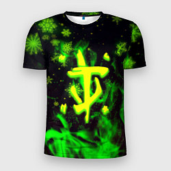 Мужская спорт-футболка Doom кислотный снег в огне лого