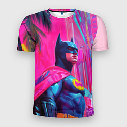 Футболка спортивная мужская Бэтмен в розовом стиле, цвет: 3D-принт