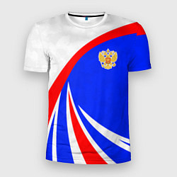 Мужская спорт-футболка Герб России - цвета флага