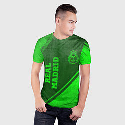 Футболка спортивная мужская Real Madrid - green gradient вертикально, цвет: 3D-принт — фото 2