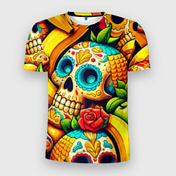 Футболка спортивная мужская Colorfull skulls and bananas - pop art pattern, цвет: 3D-принт
