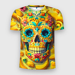 Мужская спорт-футболка Красочный летний паттерн с черепом - нейроарт