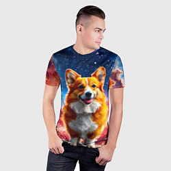 Футболка спортивная мужская Корги и космическое небо, цвет: 3D-принт — фото 2