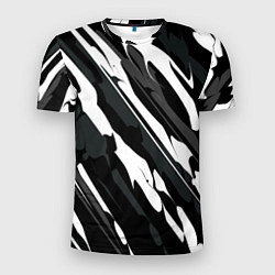 Мужская спорт-футболка Разводы белым на черном