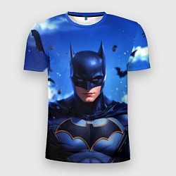 Футболка спортивная мужская Бэтмен синее небо, цвет: 3D-принт