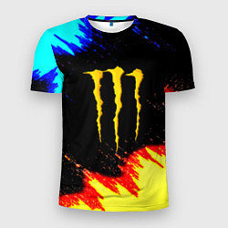 Мужская спорт-футболка Monster energy огненные краски