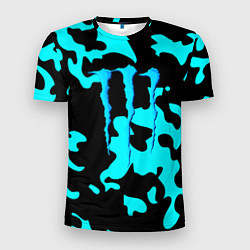 Мужская спорт-футболка Monster energy камуфляж голубой