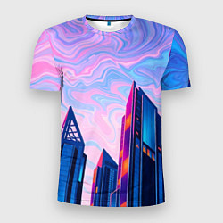 Мужская спорт-футболка Абстракция с небоскребами