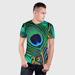 Футболка спортивная мужская Зеленые перья павлина, цвет: 3D-принт — фото 2