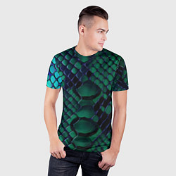 Футболка спортивная мужская Бирюзовая змеиная кожа, цвет: 3D-принт — фото 2