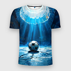 Футболка спортивная мужская Футбольный мяч в синем, цвет: 3D-принт