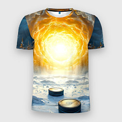 Футболка спортивная мужская Шайбы в лесу, цвет: 3D-принт