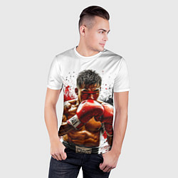 Футболка спортивная мужская Тайский боксер на белом, цвет: 3D-принт — фото 2