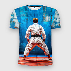 Футболка спортивная мужская Дзюдоист на синем, цвет: 3D-принт