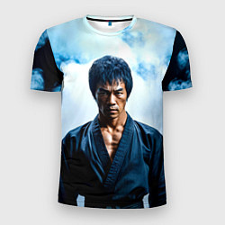 Футболка спортивная мужская Брюс Ли в дыму, цвет: 3D-принт