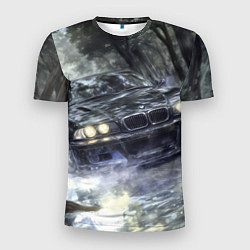Футболка спортивная мужская БМВ брызги из под колес, цвет: 3D-принт
