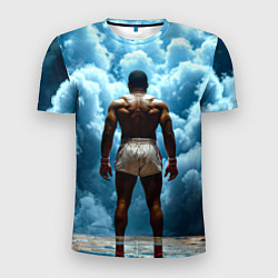 Футболка спортивная мужская Мухаммед Али в синем дыму, цвет: 3D-принт