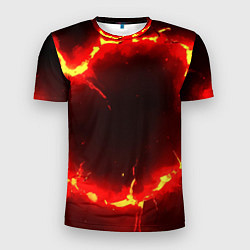 Мужская спорт-футболка Красный круг из огня текстура