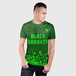 Футболка спортивная мужская Black Sabbath - green gradient посередине, цвет: 3D-принт — фото 2