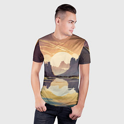 Футболка спортивная мужская Рассвет над горным озером, цвет: 3D-принт — фото 2