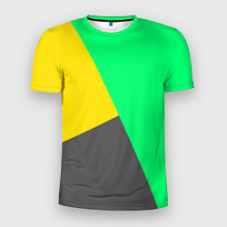 Мужская спорт-футболка Жёлто-серо-зелёный трёхцветный