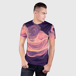 Футболка спортивная мужская Бежевые волны текстура, цвет: 3D-принт — фото 2
