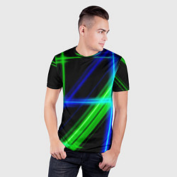 Футболка спортивная мужская Color blue black green, цвет: 3D-принт — фото 2